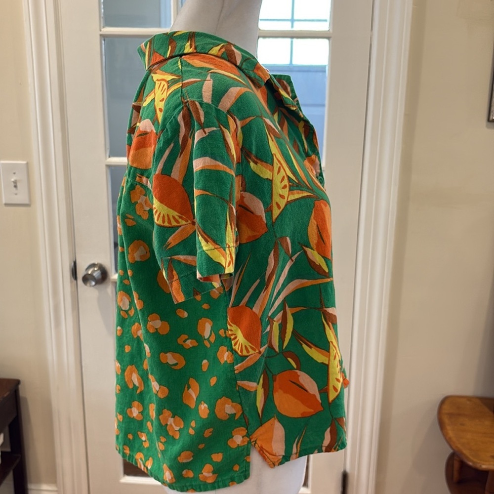 Tabitha Brown for Target Tropical Leopard Print Linen Blend Shirt. Size M - Picture 6 of 8